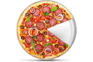 P&P CHEF 12 Inch Pizza Pan, Stainless Steel Round Baking Tray Metal Serving Dish for Home, Restaurant, Outdoor, Non-toxic & Healthy, Oven Safe & Dishwasher Safe
