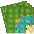 Feleph 4 Pieces Classic Baseplate with River and Grassland Pattern Base Plates for Building Blocks 10 x 10 Inches Mat Compatible with Major Brands