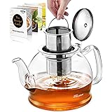 STNTUS Glass Teapot, 40 oz. / 1200 ml Teapot, Glass Tea Pot for Loose Tea, Glass Teapot with Infusers for Loose Tea, Tea Pot 