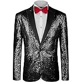 MAGE MALE Mens Tails Slim Fit Tailcoat Sequin Dress Coat Swallowtail Dinner Party Wedding Blazer Suit Jacket