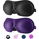 REEBENT 3D Eye mask for Sleeping,Machine Washable, Sleep Mask for Women, Blinder Blindfold Airplane (Black+Purple)