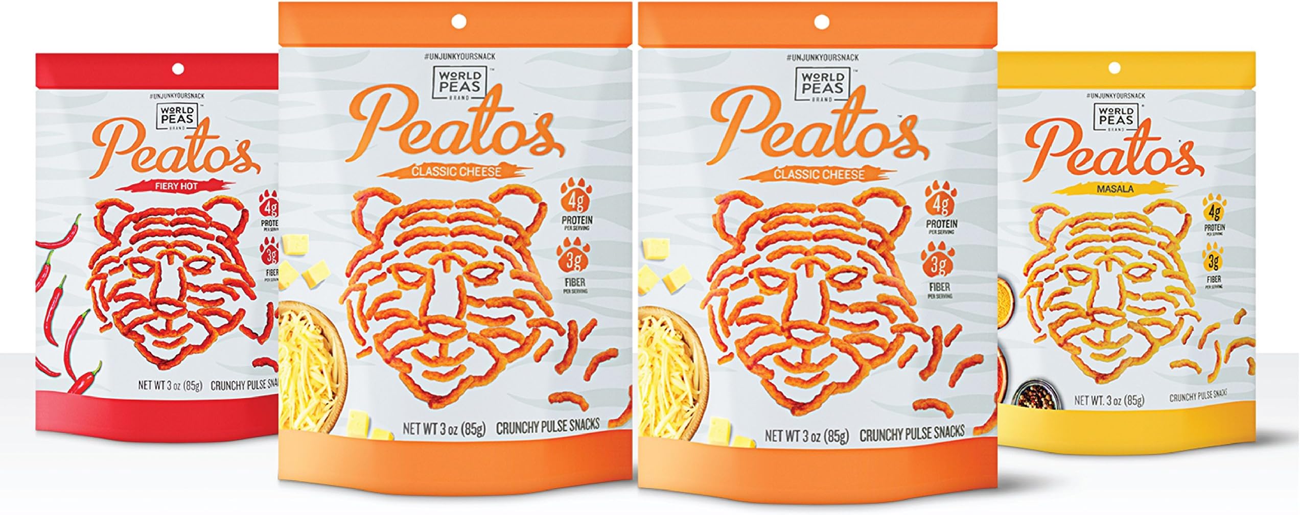 World Peas Peatos 4 Piece Variety Pack, Pea and Lentil Based Protein and Fiber, Crunchy Snack Food, Non-GMO No Added MSG, Gluten-Free