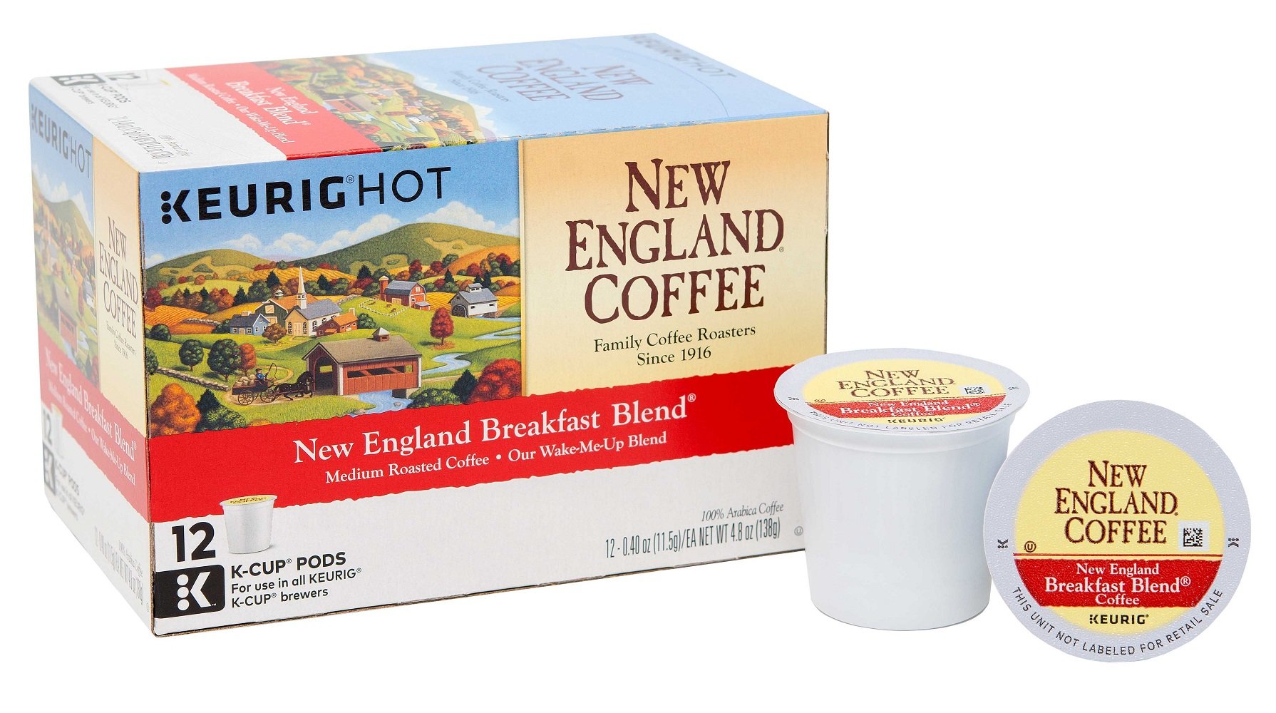 New England Coffee Single Serve KCup, New England Breakfast Blend, 12