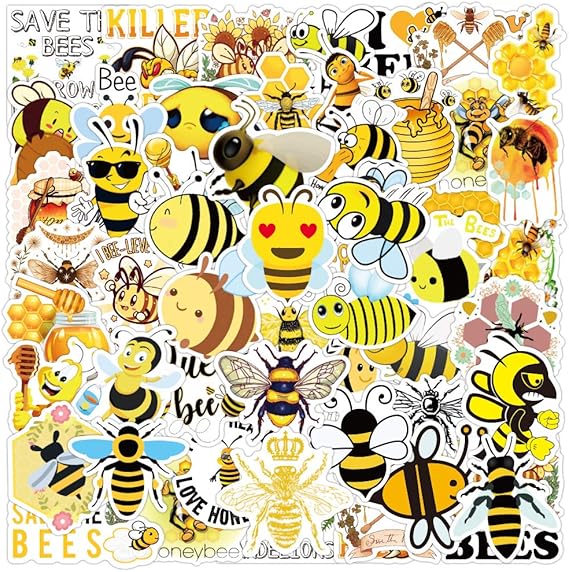 Bee Stickers 50 PCS Vinyl Waterproof Stickers for Laptop