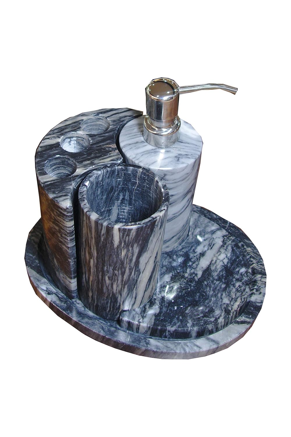 Set de baño ovalado de 5 piezas con dispensador de jabón y porta