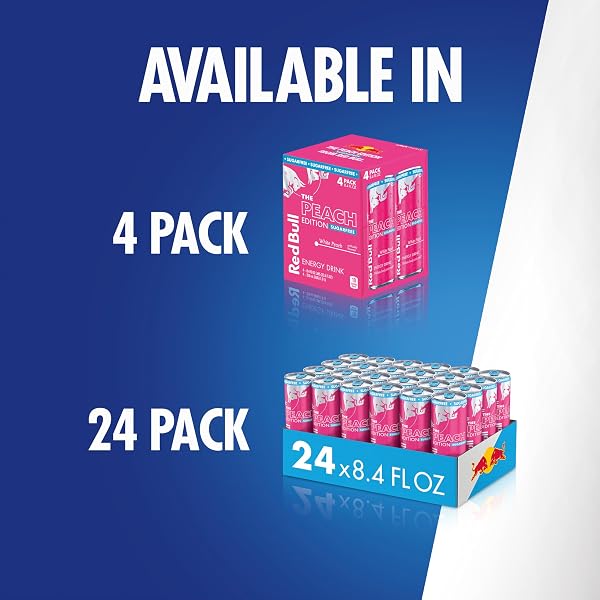 RED BULL PEACH EDITION SUGARFREE ENERGY DRINK, WHITE PEACH, 8.4 FL. OZ. CAN, WITH 80MG CAFFEINE, TAURINE & B VITAMINS