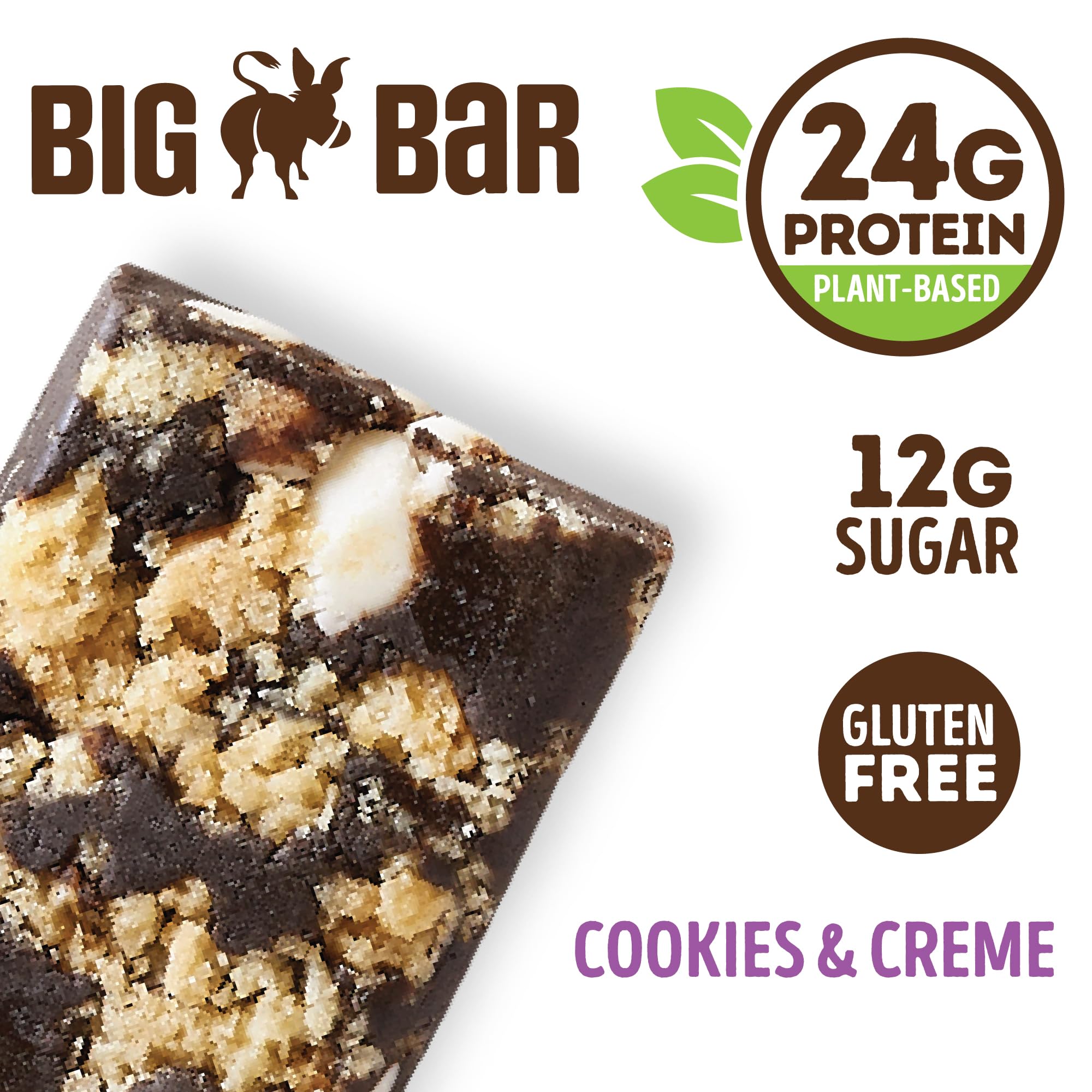 Lenny & Larry's Cookie-fied BIG BAR 90g, Cookies and Creme, 12-pack with 24 grams of Plant-Based Protein XL Vegan Snack Bars, 10g Prebiotic Fiber Non-GMO, Kosher