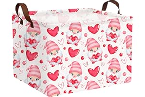 MYFLOCY Large Valentine's Day Basket Heart Shaped Storage Box for Gifts Empty Storage Bins Collapsible Organizer with Handles