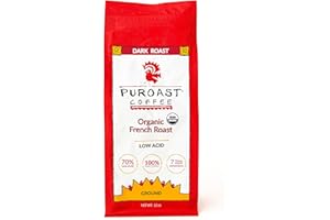 PUROAST COFFEE Puroast Low Acid Coffee Ground | Organic French Roast Ground | Dark Roast | High Antioxidants & High pH |No Bitter Aftertaste | Reduced Heartburn & GERD | Suitable for Cold Brew - 12 oz
