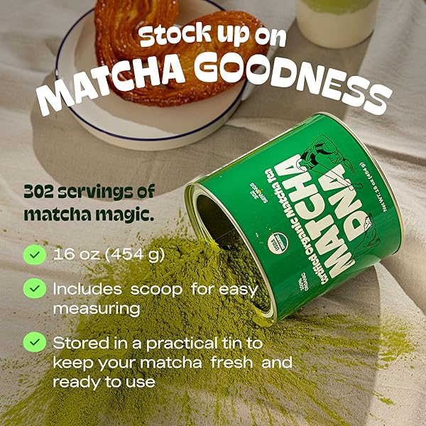 MATCHA DNA CERTIFIED ORGANIC MATCHA GREEN TEA POWDER (16 OZ TIN CAN)