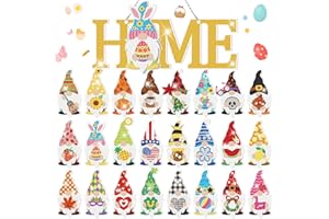 Yousoontic 25 Pcs Diamond Art Gnome Interchangeable Wall Decor 13.8 x 6.8 Inch Hanging Magnetic Seasonal Welcome Sign DIY Detachable Decorations or Home Farmhouse Gifts Wall Decorations