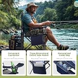 ALPHA CAMP Camping Chair Heavy Duty Foldable 450lbs Cup Holder Cooler Blue view 4