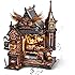 FUNPOLA LED 3D Wood Puzzle Owl Post Office, Dynamic Model with Mechanical Gears, DIY Miniature Kit with Music and LED Lights,