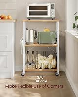 VASAGLE Kitchen Shelf on Wheels 3-Tier Trolley Golden Oak White KKS060Y09 view 3