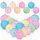 Suncalla 16 Pcs Pastel Christmas Tree Ball Ornaments 2 Inch Small Glitter Sequin Christmas Hanging Decorations Shatterproof Candy Color Ball Decoration for Tree Holiday Party