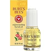 Burt's Bees Gua Sha Face Oil With Rosehip Seed Extract, Reduces Appearance of Fine Lines and Wrinkles, Use with Ice Roller & Facial Tools, Natural Origin Skin Care, 0.51 fl. oz.