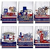 Bencailor 6 Pcs Texas State Kitchen Towel Patriotic Star Absorbent Hand Towels Independence Day Gnome Dish Cloths Dish Microfiber for Home Cleaning