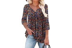 ROSELINLIN Womens Long Sleeve Tunic Tops Floral Fall Blouse Shirts