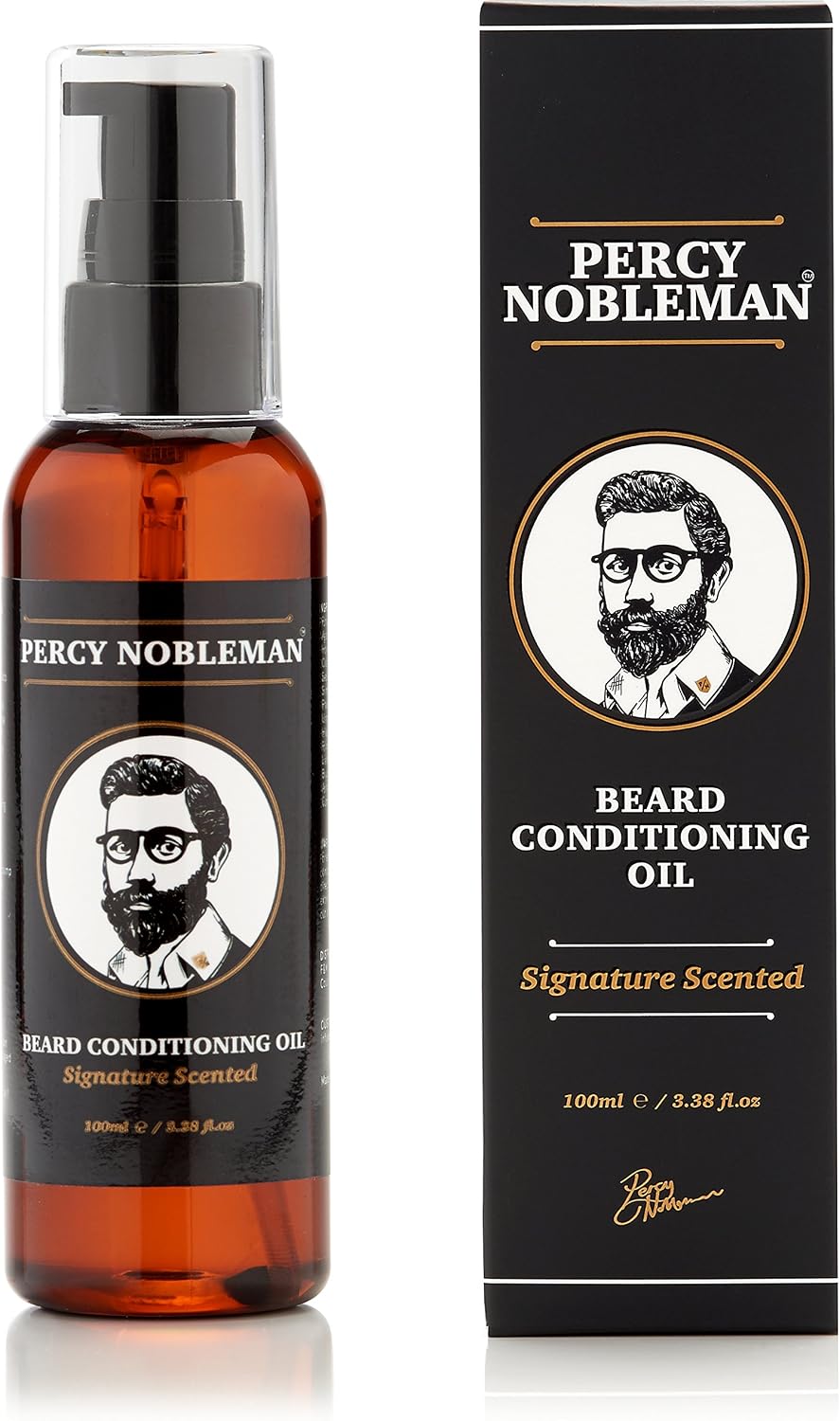 Percy Nobleman Beard Oil, 99% Naturally Derived Conditioning Oil with Signature Scent, Softens