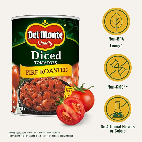DEL MONTE FIRE ROASTED DICED TOMATOES, 14.5 OZ CAN