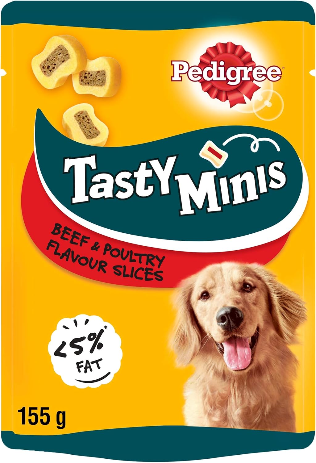 PEDIGREE TASTY MINIS Adult Dog Treats Beef & Poultry Chewy Slices 155g - Pack of 8, 155 g (Pack of 8)