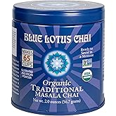 Blue Lotus Chai Tea - Fully Organic Traditional Masala Chai - Makes 65 Cups - 2 Ounce Masala Spiced Chai Powder with Organic Spices - Instant Indian Tea No Steeping - No Gluten