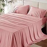 Bedsure King Size Sheets Set, Cooling Sheets for Hot Sleepers, Rayon Derived from Bamboo, Breathable & Soft, Deep Pocket Up to 16 Inches, Hotel Luxury Silky Bedding, Blush Pink