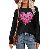 VVNTY Valentine Shirts for Women: Cute Love Graphic Tee Long Sleeve Heart Tops