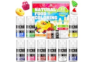 Natural Food Coloring, 10 Colors Bright Liquid Dye Free Food Coloring, Plant Based Food Colorings for Baking, DIY Cake Making
