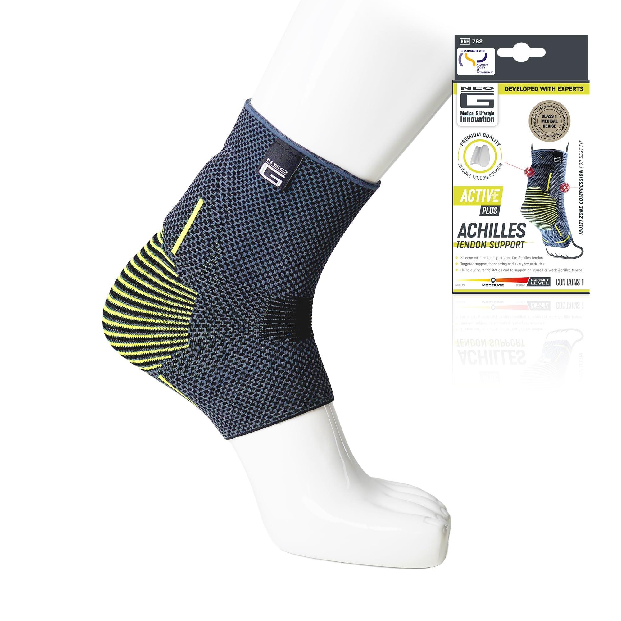 Neo-G Achilles Tendon Support With Silicone Tendon Cushion - Achilles Tendonitis Brace Ankle Support For Men And Women – Targeted Ankle Compression Sleeve - Breathable - Active Plus (S)