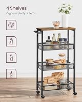 VASAGLE 4-Tier Trolley Space-Saving Kitchen Cart 22 cm Deep Steel Frame view 3