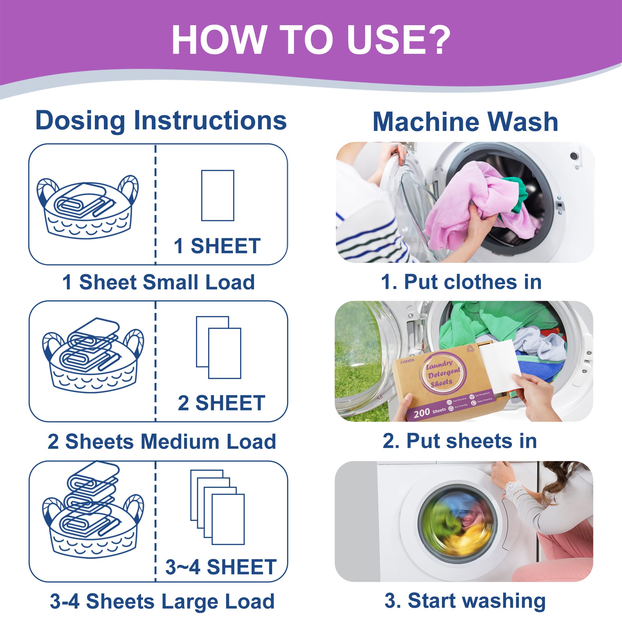 Laundry Detergent Sheets, 200 Sheets Lavender Laundry Soap Strips - No Plastic Jug Travel Portable Liquidless Washing Supplies Eco-Friendly Hypoallergenic - 200 Loads