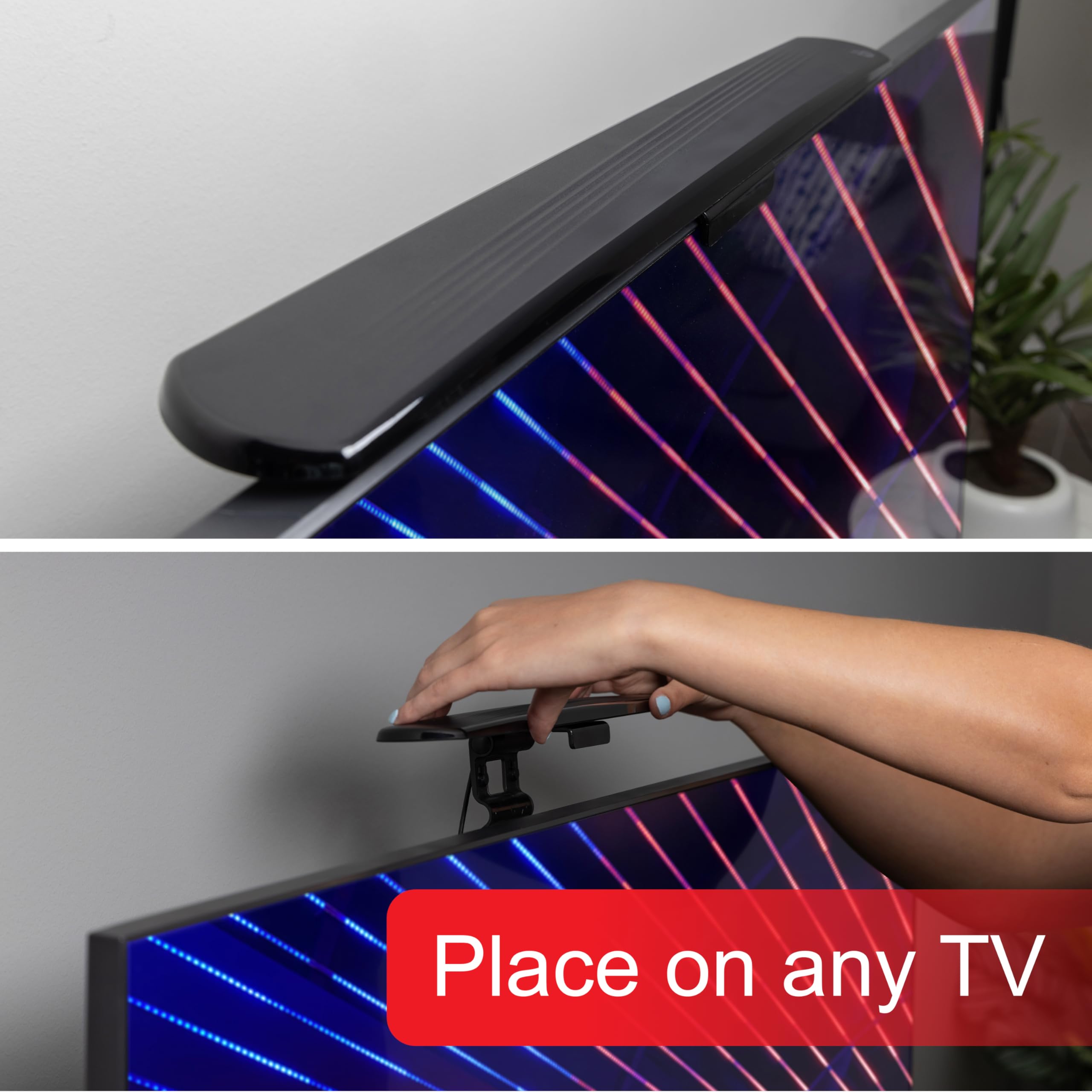 UltraPro Hover Digital TV Antenna Indoor for Smart TV, Long Range HD Local Channels, Easy Mount on Top Design, Supports 4K 1080P HDTV VHF UHF, 360° Reception, 83713