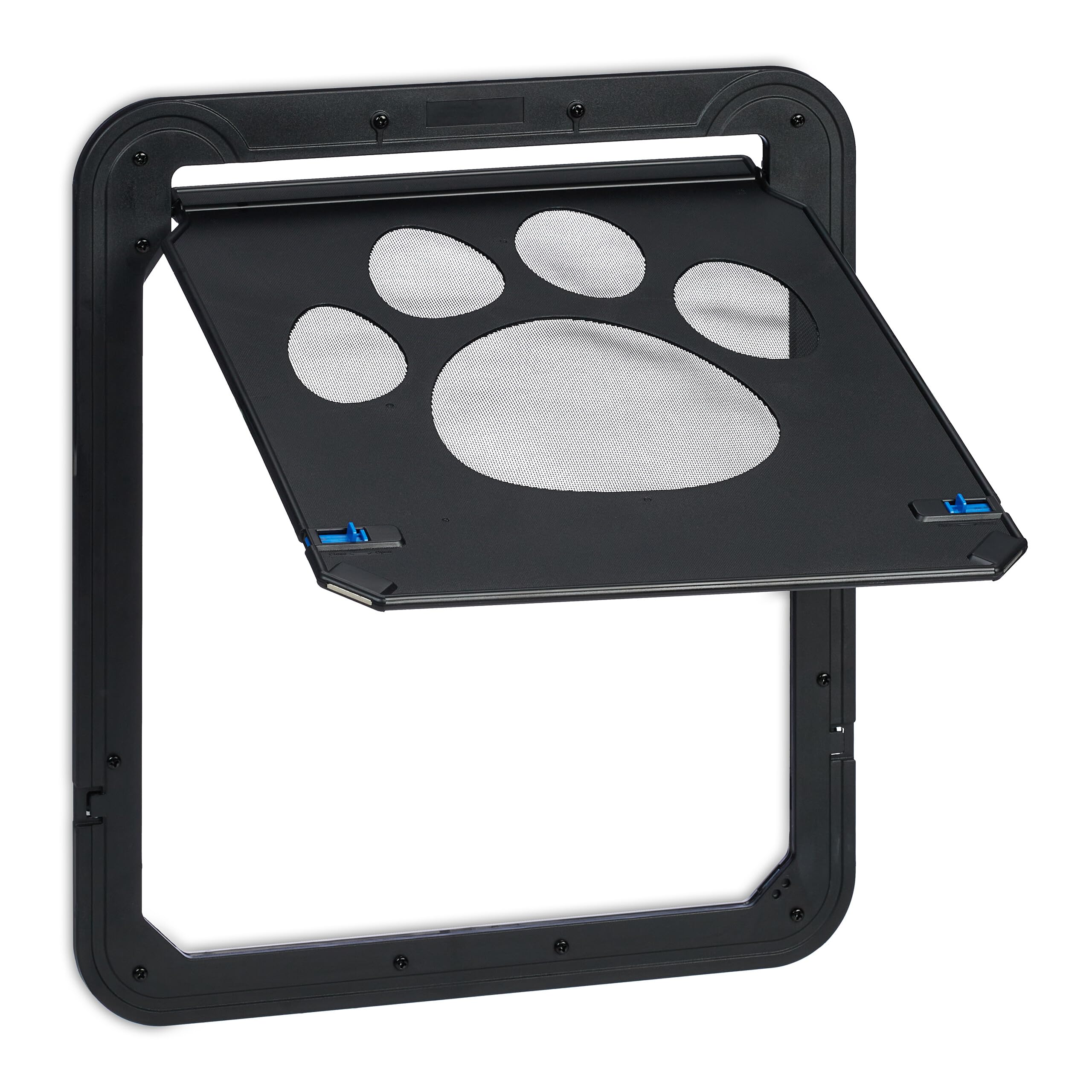 Relaxdays Pet Flap for Insect Screen Door, Suitable for Large Dogs, Dimensions HxW: 42x37 cm, Magnetic, Lockable, Black