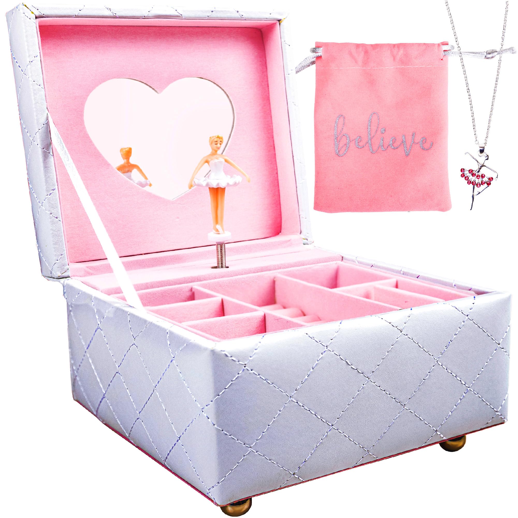 Photo 1 of *TUNER FOR MUSIC DOES NOT WORK* Hapinest Musical Ballerina Jewelry Box for Girls, Jewelry Box w/Ballerina Necklace, Spinning Ballerina Music Box, Kids Jewelry Box, Little Girl Jewelry Box Musical Jewelry Box for Girls Birthday Gift