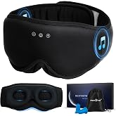 MUSICOZY Sleep Mask Headphones with Bluetooth Wireless Eye Masks Earphones | 3D Blackout Eyemask with Music Headphone for Side Sleepers, Hi-Fi Sound＆Long Battery Life Sleeping Earbuds for Travel Rest