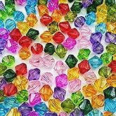 YHYPOCI 1000pcs 6mm Acrylic Bicone Beads Faceted Acrylic Crystal Spacer Beads for Bracelet Necklace Earring Keychain Jewelry Making Crafts(Mix Colors)