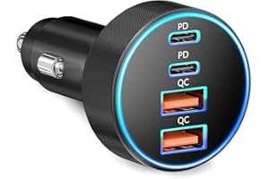 Car Charger USB C, 4-Port 90W Super Fast Charging Car Phone Charger Accessories Dual USB-C & USB-A Cargador Carro Cigarette L