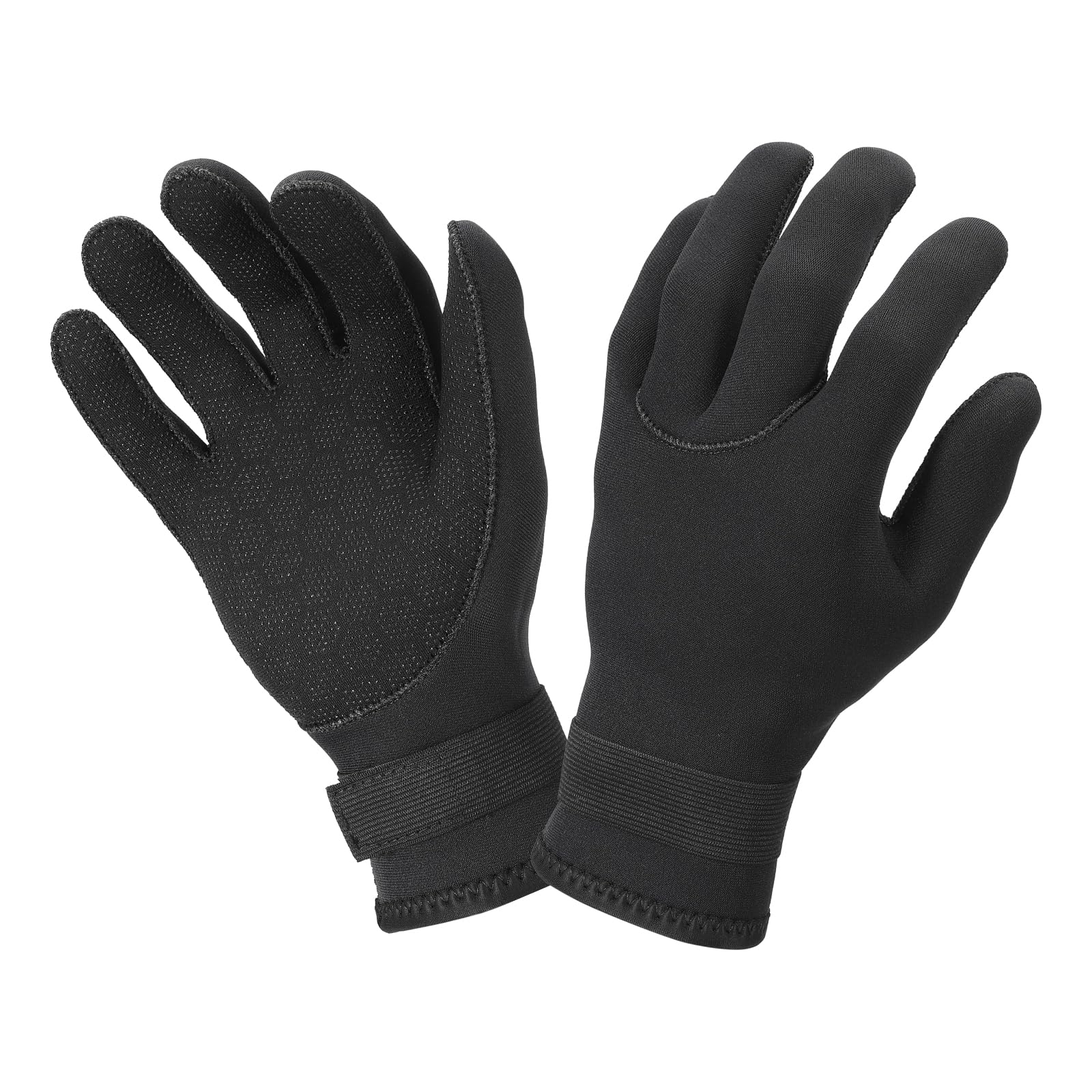PATIKIL Neoprene Diving Gloves, 1 Pair Wetsuit Dive Gloves Five Finger Surfing Scuba Gloves Adjustable for Diving Snorkeling Swimming Water Sports, Black, XL
