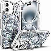YZB Magnetic for iPhone 16 Plus Case, Crystal Gem | Compatible with MagSafe | Glitter Sparkly Bling | Built-in Stand & Military-Grade Protection & Scratch-Resistant Back Cute Cover for Women Girls
