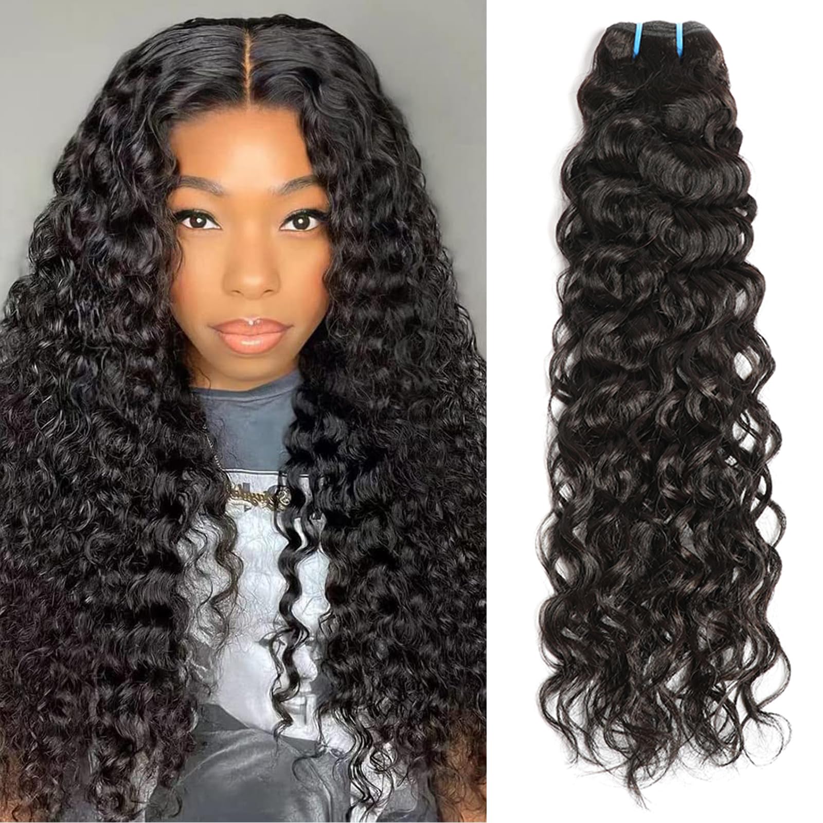 12A Water Wave 1 Bundles Brazilian Virgin Human Hair Bundles Deep Wave 20 Inch 100% Unprocessed Virgin Hair Wet and Wavy Weave Bundles — image 1