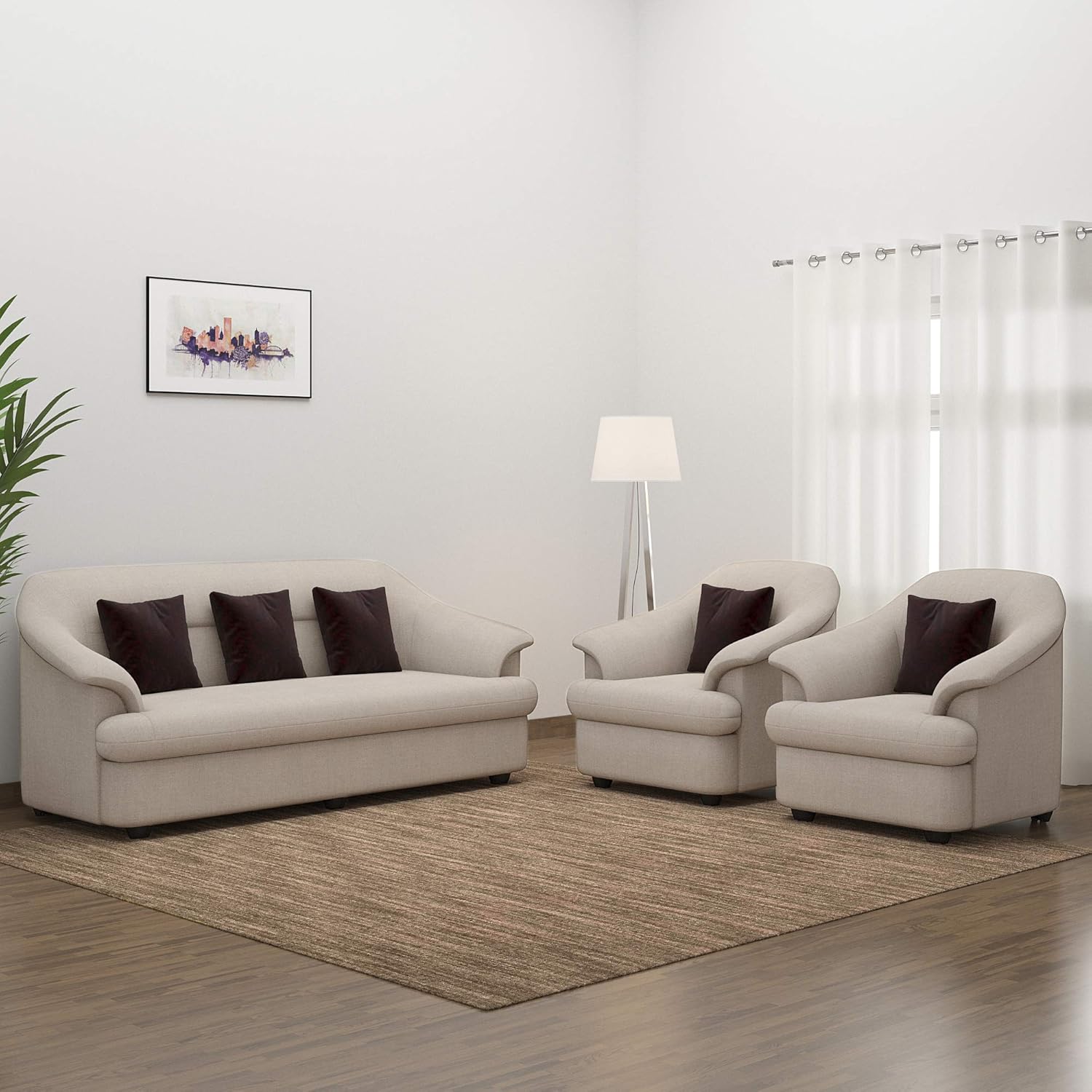 Bharat Lifestyle Sagittarius Fabric 3 1 1 Seater Sofa Set