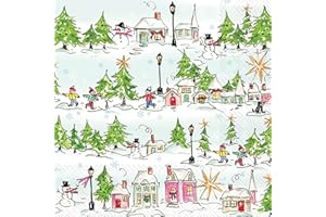 IHR Ideal Home Range Christmas Napkins Rosanne Beck - PINK - Disposable 3-Ply Paper Party Napkin Pack, Lunch Size 6.5" x 6.5", Pink Holiday Village, 20-Count