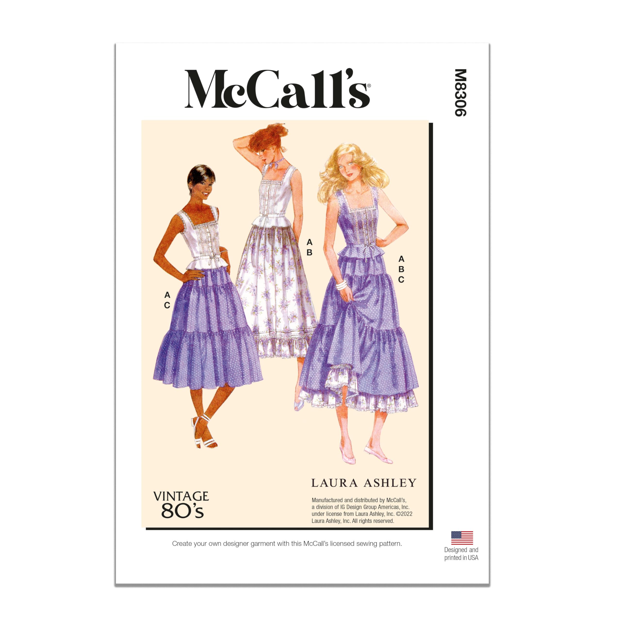 McCall's Sewing Pattern M8306F5 Misses' Top and Skirts by Laura Ashley