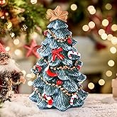KUZIUA Christmas Decor Figurine, Christmas Tree with Various Decorations, Resin Xmas Ornament for Table Top Centerpiece Fireplace, Handmade Statue for Gift, Christmas Party Home Decoration (Tree)