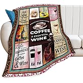 Coffee Blanket Wine Throw Blankets Coffee Wine Lover Gifts for Girls Boys Kids Soft Cozy Fleece Plush for Couch Sofa Bed 50"x40"