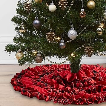 Amazon Com Lalent Christmas Tree Skirt 48 Inches Red Black