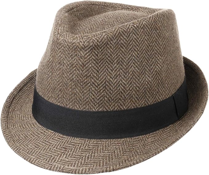 Lipodo Classic Herringbone Trilby Hat 