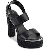 DKNY Women's Yadira Double Strap Platform Heel with Belt Detail Heeled Sandal