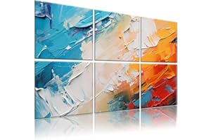 HIRESC 6 Pack Art Acoustic Panels Sound Proof Foam for Walls, 72X48 Inches Decorative Sound Absorbing Panels for Bedroom, Adhesive Included, Paintings